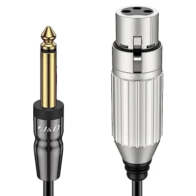 Abbildung von J&amp;D XLR auf TS 6,35 mm Mikrofonkabel, PVC Schale 1/4 Zoll Männlich zu Weiblich Unausgewogene Mikrofon Stereo Audio Adapter Kabel für Lautsprecher Gitarre Mixer und Verstärker