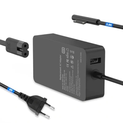 Abbildung von 65W Surface Pro Laptop Ladekabel für Microsoft X 3 4 5 6 7 7+ 8 9, 2 1, Go Tablet, Book 3, 2, 1 Netzteil Ladegerät
