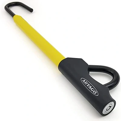 Abbildung von ARTAGO 871A/B Lenkradschloss EASY HOOK anpassungsfähig, Lenkradkralle, Diebstahlsicherung Lenkrad Pedal Auto, Schwarz/Gelb