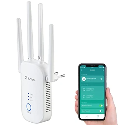 Abbildung von 7links Dual Repeater: Dualband WLAN Repeater, App ELESION, 2,4 &amp; 5 GHz, bis 1.200 Mbit/s (Universeller Amplifier, Handy Verstärker)