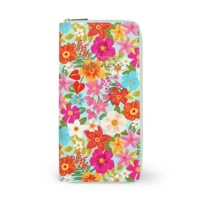 Abbildung von Legami Reise Dokumententasche mit Blumen, Reisepass Organizer, RFID Blocking, 4 große Taschen, 7 kleine Reißverschluss, 11 x 24 3 cm, Blumenmotiv, türkis, L, Casual