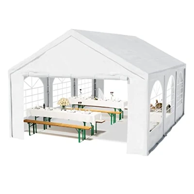 Abbildung von TOOLPORT Hochwertiges Partyzelt 3x6 m Pavillon Zelt PE Plane 450 N Gartenzelt Festzelt Wasserdicht weiß
