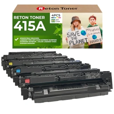 Abbildung von [Mit Original Chip wiederverwendet] Reton Toner kompatibel für 415A 415X HP Laserjet Pro MFP M479fdw M479dw M479fdn M479fnw M454dw M479 W2030A W2031A W2032A W2033A Keine UPDATEPROBLEME