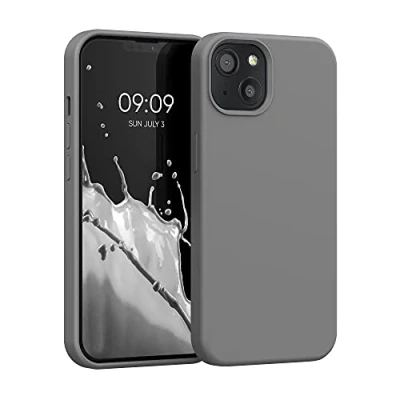 Abbildung von kwmobile Hülle kompatibel mit Apple iPhone 13 Silikon Handy Case Handyhülle weiche Oberfläche kabelloses Laden Stone Dust
