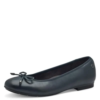 Abbildung von Tamaris COMFORT Damen Ballerinas aus Leder mit Schleife, Blau (Navy), 37 EU