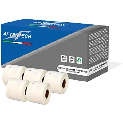 Abbildung von Aftertech 5 x 99015 54 70 mm Rollen kompatible Klebeetiketten (320 Etiketten/Rolle = 1600 insgesamt) für Dymo LabelWriter Seiko SLP Etikettiermaschinen Drucker S0722440 5x99015