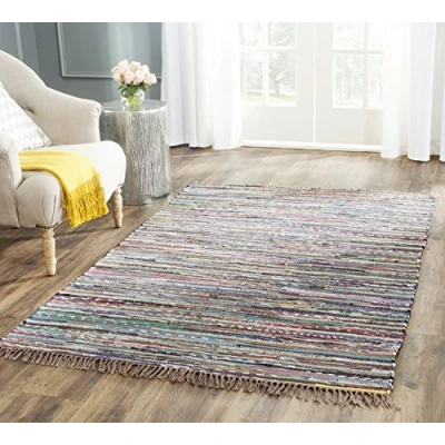 Abbildung von SAFAVIEH Modern Teppich für Wohnzimmer, Esszimmer, Schlafzimmer Rag Rug Collection, Kurzer Flor, Rost und Multi, 183 X 274 cm