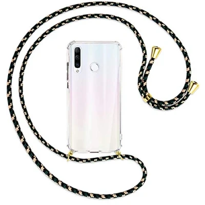 Abbildung von mtb more energy Handykette kompatibel mit Huawei P30 Lite, Lite New Edition (6.15&#039;&#039;) Camouflage/Gold Smartphone Hülle zum Umhängen Anti Shock Full TPU Case
