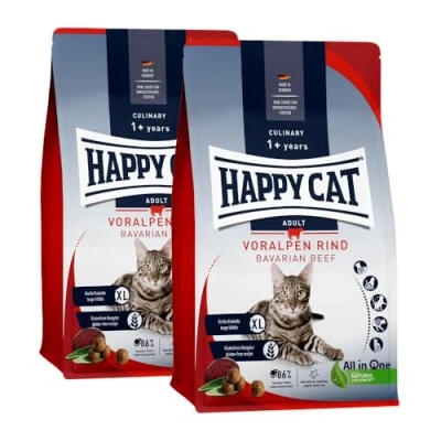 Abbildung von Happy Cat Culinary Adult Voralpen Rind M Katzen Trockenfutter für ausgewachsene und Kater 2X 10 kg