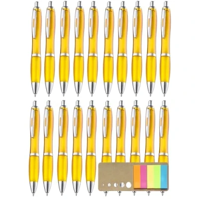 Abbildung von Libetui Set 20 Kugelschreiber ergonomische Kullis rutschfeste Griffzone Großraumine Blauschreibend Druckkugelschreiber Kuli Haushalt Büro Praxis Schule Gehäuse Gelb