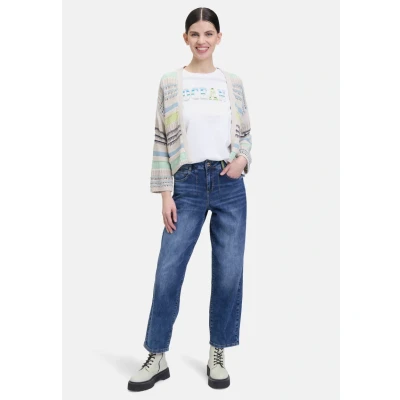 Abbildung von Cartoon Halbarmmit Rundhalsausschnitt Tshirt print, Damen, Größe: 34, Patch cream light blue