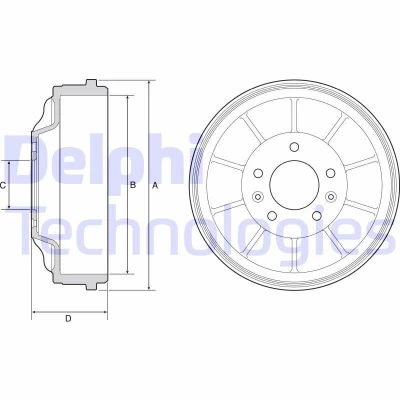 Abbildung von DELPHI BF562 Bremstrommel ohne ABS Sensorring, Radlager, Lager 298 FIAT: Scudo II