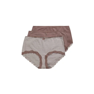 Abbildung von Ulla Popken 3 PACK OF Hipster Panties, Damen, Größe: 62/64, Earth