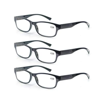 Abbildung von 3 Pack Lesebrille 2.25 Herren/Damen,Gute Brillen,Hochwertig,Rechteckig,Komfortabel,Super Lesehilfe,fur Manner und Frauen,(3 Schwarz)