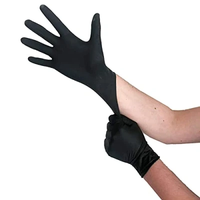 Abbildung von Einweghandschuhe Schwarz Latex, Einmalhandschuhe XL, 100 Stück, puderfrei, Handschuhe Einweg, Latexhandschuhe Schwarz, in Größe S, M, L &amp; XL verfügbar