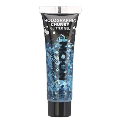 Abbildung von Holographisches Gesichts &amp; Körper Chunky Glitzer Gel von Moon Glitter 12ml Blau Gesichtsfarbe