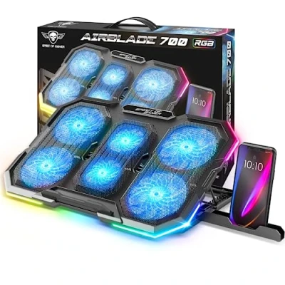 Abbildung von SPIRIT OF GAMER, Laptop Kühler 10&quot; bis 17&quot;, 6 leise Lüfter, Kompatibel mit PS5, PS4, Xbox &amp; PC, Notebook Cooler, RGB hintergrundbeleuchtete Kühlplatte