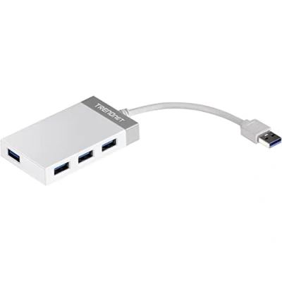 Abbildung von TRENDnet TU3 H4E 4 Port USB 3.0 Kompakter Mini Hub mit eingebautem Kabel, Plug &amp; Play, kompatibel mit: Linux, Windows, Mac, Nintendo Switch, Rückwärts 2.0