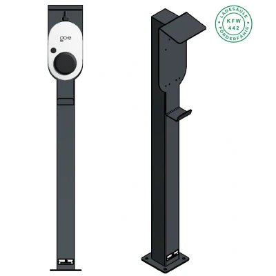 Abbildung von Ladesäule passend für Go e Charger Gemini und Fronius Wattpilot mit Dach Kabelhaken Ständer Standfuß Stele Base