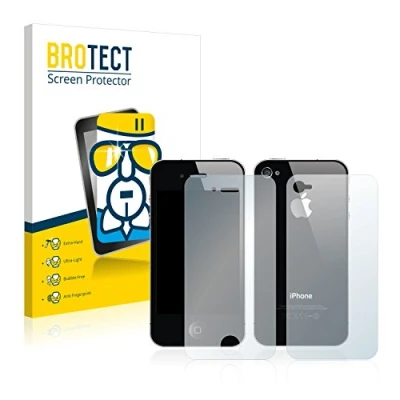 Abbildung von BROTECT Schutzglas für Apple iPhone 4 (Display+Rückseite) Schutzfolie Panzer Folie Glas [Extrem Kratzfest 9H, Anti Fingerprint, Ultra Transparent]