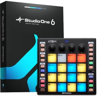 Abbildung von PreSonus ATOM, MIDI Controller, Pad Controller für Musikproduktion und Performance mit Studio One Artist, Ableton Live Lite Magic Software Bundle