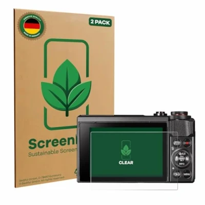 Abbildung von ScreenLeaf (2 Stück Schutzfolie für Canon PowerShot G7 X Mark II [nachhaltiger Displayschutz, Folie, transparent, kratzfest]