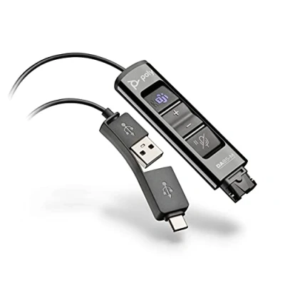 Abbildung von Poly Digitaler USB A und C Adapter DA85M (Plantronics) Kompatibel mit Quick Disconnect Headsets (QD) für Callcenter Tasten zum Halten Annehmen von Anrufen MS Teams optimiert