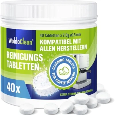 Abbildung von Reinigungstabletten für Kaffeevollautomaten 40x 2g kompatibel mit Siemens, Jura, Delonghi, Bosch, Melitta, WMF, Miele, Krups