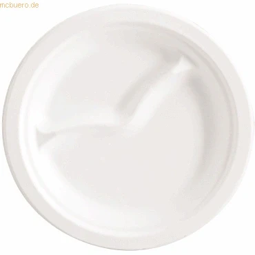 Abbildung von 20 x NatureStar Einweg Teller Zuckerrohrfaser rund 2 geteilt DM 22cm V