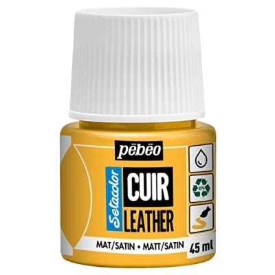 Abbildung von Pébéo Setacolor Leder Acrylfarbe für und Kunstleder Personalisierung von Taschen, Schuhen, Sneakern kratz , knick scheuerfest matter/seidenmatter Finish Sonnenblumengelb 45 ml