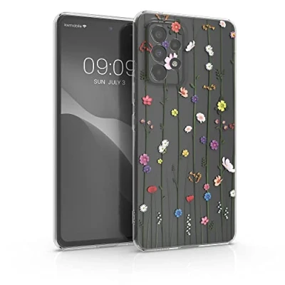 Abbildung von kwmobile Case kompatibel mit Samsung Galaxy A53 5G Hülle Silikon Transparent Wildblumen Ranke Mehrfarbig