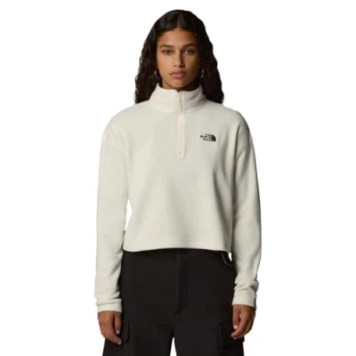 Abbildung von The North Face 100 Glacier Cropped ¼ ZIP Fleecepullover, Damen, Größe: Medium, White dune
