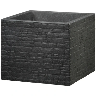 Abbildung von Scheurich Muretto 40, Pflanzgefäß/Blumentopf/Pflanzkübel, viereckig, Farbe: Stony Black, hergestellt mit recyceltem Kunststoff, 10 Jahre Garantie, für den Außenbereich