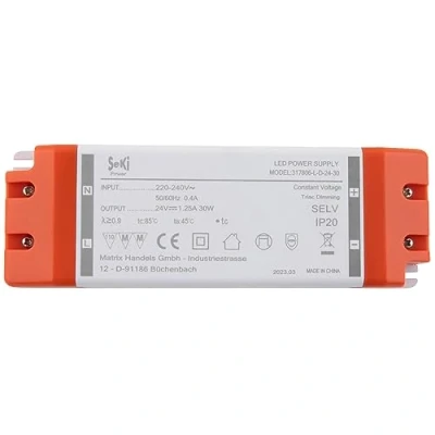 Abbildung von SeKi 24V DC 30W 1,25A Konstantspannungs LED Treiber TRIAC Dimmbar, Transformator, Schaltnetzteil; keine Mindestlast, kein Rauschen/LED Flimmern, MM Zulassung
