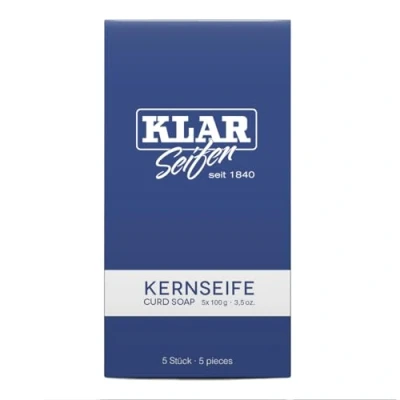 Abbildung von Klar Seifen Kernseife 5x 100g, Cosmos zertifiziert, palmölfrei, geeignet für normale bis unreine und empfindliche Haut, Seife, 11357