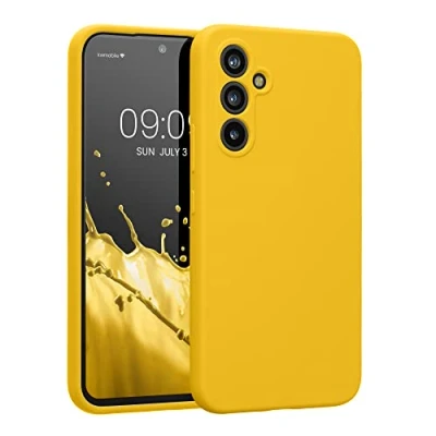 Abbildung von kwmobile Hülle kompatibel mit Samsung Galaxy A54 5G Case gummiert Silikon Handyhülle Schutzhülle Strahlend Gelb