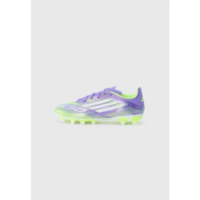 Abbildung von adidas Performance F50 League Unisex Fußballschuh Nocken für Kinder, Größe: 28.5, Purple rush/white/lucid lemon Schuhe