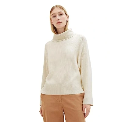Abbildung von TOM Tailor Turtleneck Strickpullover, Damen, Größe: Large, Soft beige solid