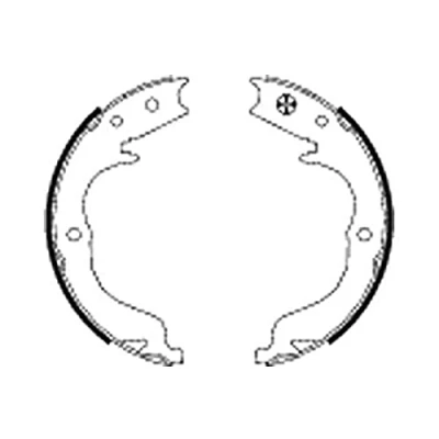 Abbildung von HELLA 8DA 355 050 041 Handbremsbeläge ohne Handbremshebel MITSUBISHI: Outlander 2 SUV, Grandis, Lancer 8 Schrägheck, SUBARU: Forester III