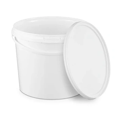 Abbildung von BenBow Eimer mit Deckel 5l weiß 100x lebensmittelecht, stabil, luftdicht, auslaufsicher, geruchsneutral Plastikeimer Henkel leer