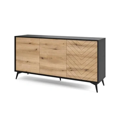 Abbildung von Selsey Boulia Sideboard, Holzwerkstoff Metall, Schwarz, 154 cm breit