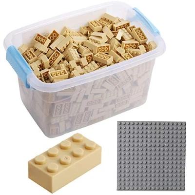 Abbildung von Katara Bausteine Box Set mit 520 Steinen + Platte Konstruktionsspielsteine, (3er Set), Beige, 100% Kompatibel Sluban, Papimax, Q Bricks, LEGO®