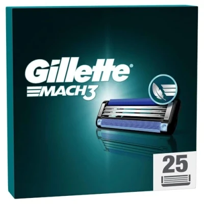 Abbildung von Gillette Mach3 Rasierklingen für Männer, 25 Original Ersatzklingen, Klingen Herren mit Gleitstreifen ein sanftes Gleiten und Klingenbeschichtung