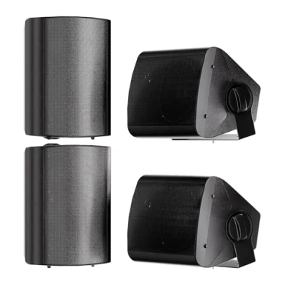 Abbildung von STUDIOFINIX 5,25 Zoll 600 Watt Außenlautsprecher Outdoor Lautsprecher für Indoor Wandhalterung Patio Deck Camper Garten, Terrasse, Restaurant Home, 2 Paar (Schwarz)
