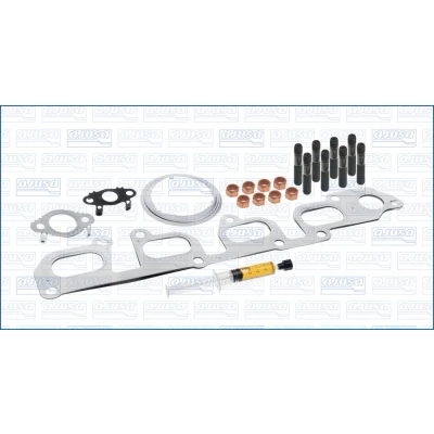 Abbildung von AJUSA JTC11703 Montagesatz, Lader with studs, syringe oil mit Dichtungen Montageanleitung VOLKSWAGEN: Transporter 5 Bus, Multivan (7HM