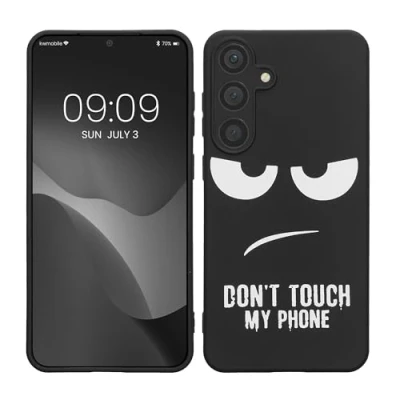 Abbildung von kwmobile Hülle kompatibel mit Samsung Galaxy S25 Plus Handyhülle Silikon Case Don&#039;t Touch My Phone Weiß Schwarz