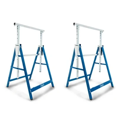 Abbildung von Scheppach Teleskop Arbeitsbock TUG200 Untergestell (2 Stück) max. Belastbarkeit 200 kg Min. / Arbeitshöhe 800 1300 mm Auflagebalken 680 Standfläche 580 x