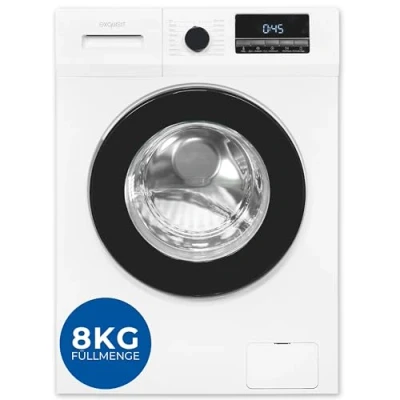 Abbildung von Exquisit Waschmaschine WA58014 340A 8kg Energieklasse A Kurzprogramm, Eco Funktion, Feinwäsche Startzeitvorwahl LCD Display