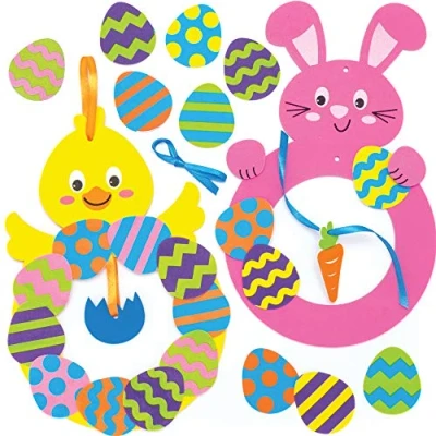 Abbildung von Baker Ross Bastelsets „Osterkranz“ (2 Stück) Bastelidee zu Ostern für Kinder zum Zusammensetzen und Dekorieren