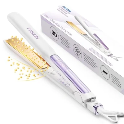 Abbildung von Faszin Haarglätter, 15 Sekunden schnelles Aufheizen, Haarglätter mit negativen Ionen aus reinem Titan für geschmeidiges Haar, breite Platten geeignet dickes und feines Frauen